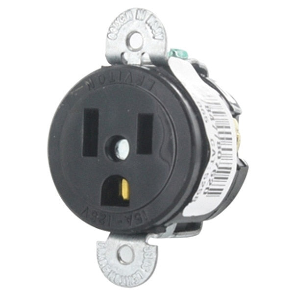 Receptacle, 15 A Amps, 125VAC, Single Outlet, 5-15R, Black