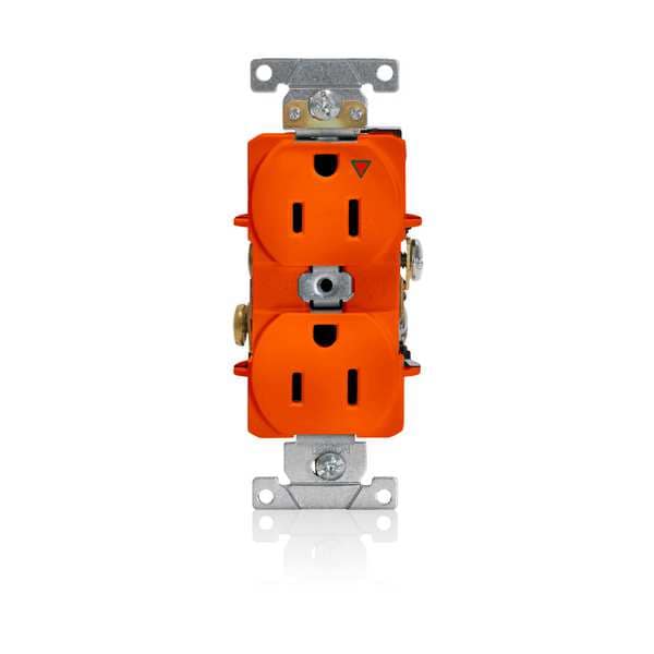 Receptacle, 15 A Amps, 125VAC, Duplex Outlet, 5-15R, Orange