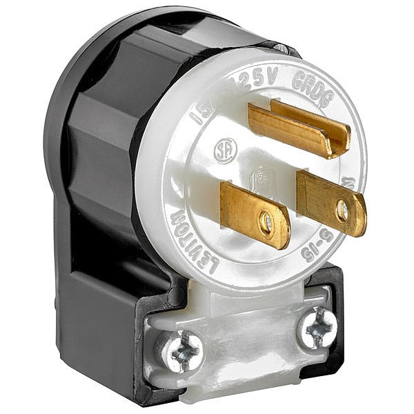 Agl Strt Plug, Blk; Wht, 15 A, Stnd, 5-15P