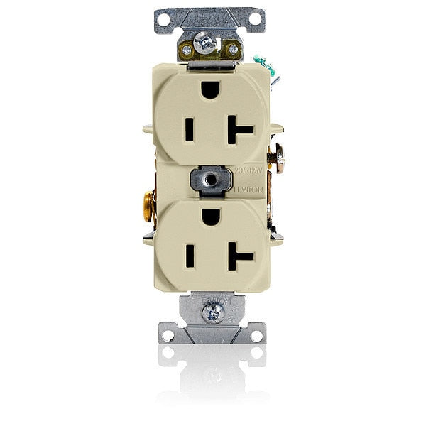 Receptacle, 20 A Amps, 125VAC, Duplex Outlet, 5-20R, Ivory