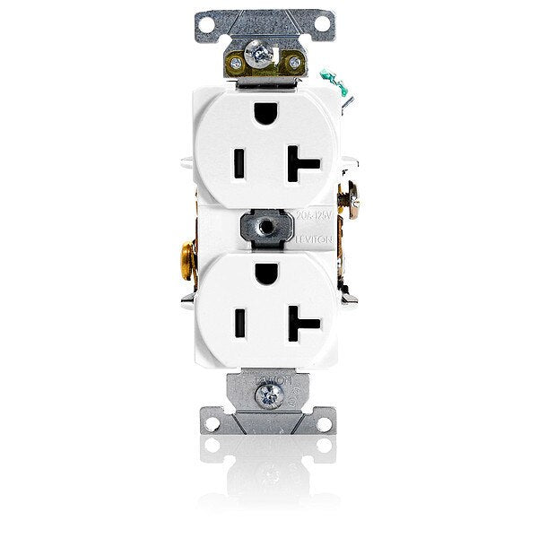 Receptacle, 20 A Amps, 125VAC, Duplex Outlet, 5-20R, White
