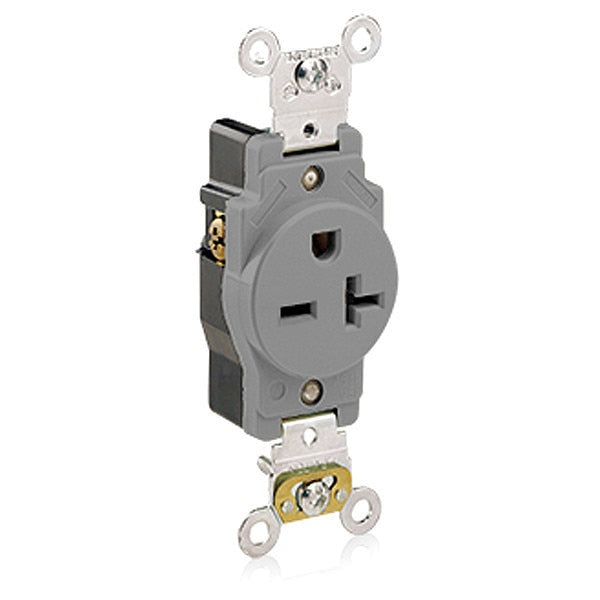 Receptacle, 20 A Amps, 250VAC, Single Outlet, 6-20R, Gray