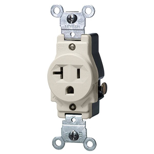 Receptacle, 20 A Amps, 125VAC, Single Outlet, 5-20R, Light Almond