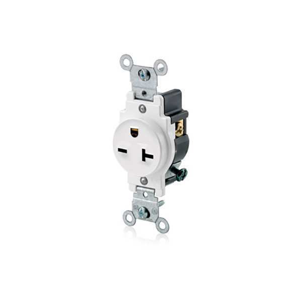 Receptacle, 20 A Amps, 250VAC, Single Outlet, 6-20R, White
