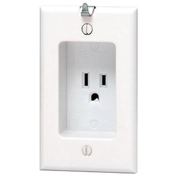 Receptacle, 15 A Amps, 125VAC, Single Outlet, 5-15R, White