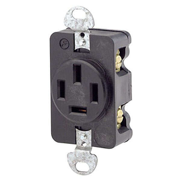 Receptacle, 20 A Amps, 120/208VAC, Flush Mount, 18-20R, Black