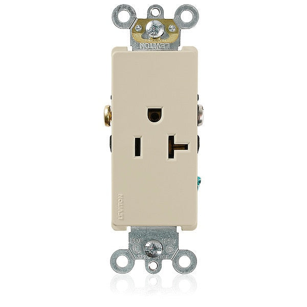 Receptacle, 20 A Amps, 125VAC, Single Outlet, 5-20R, Ivory