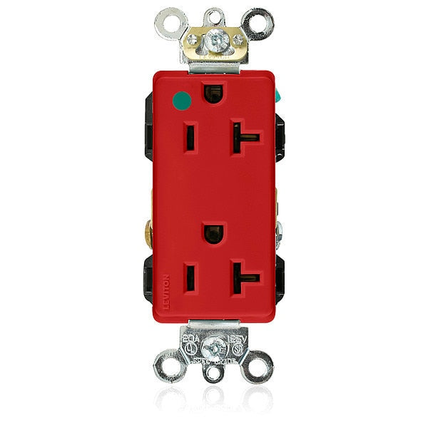 Receptacle, 20 A Amps, 125VAC, Decorator Duplex Outlet, 5-20R, Red