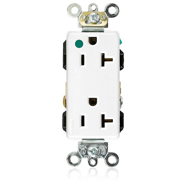 Receptacle, 20 A Amps, 125VAC, Decorator Duplex Outlet, 5-20R, White