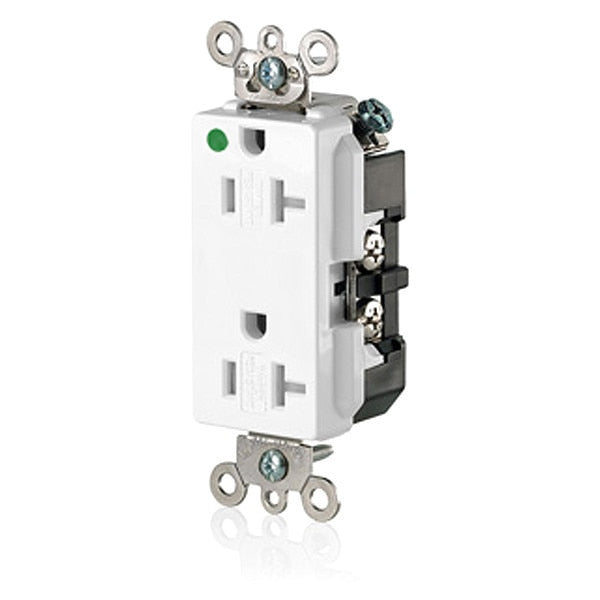 Receptacle, 20 A Amps, 125VAC, Decorator Duplex Outlet, 5-20R, White
