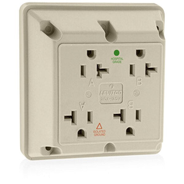Receptacle, 20 A Amps, 125VAC, Quad Outlet, 5-20R, Ivory