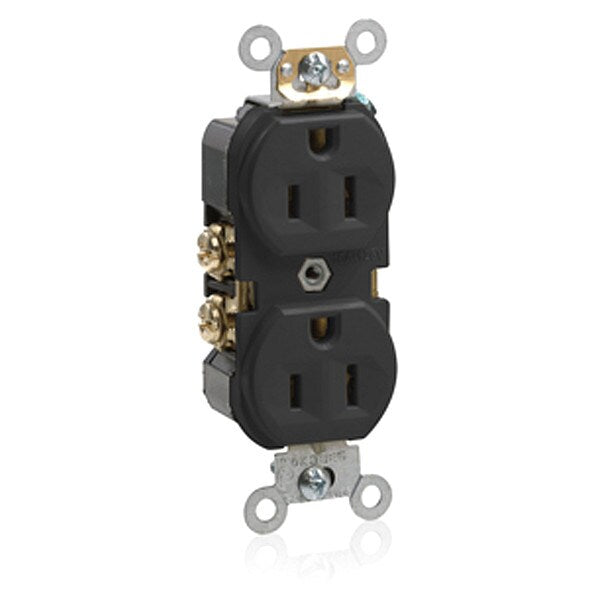 Receptacle, 15 A Amps, 125VAC, Duplex Outlet, 5-15R, Black