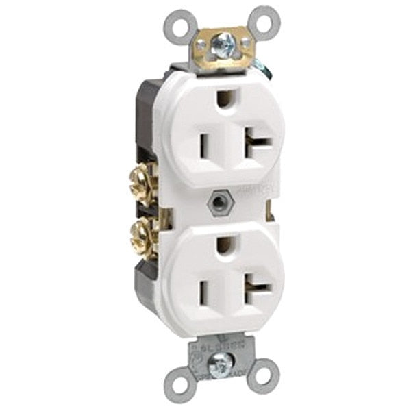 Receptacle, 20 A Amps, 125VAC, Duplex Outlet, 5-20R, White