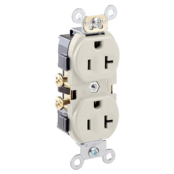 Receptacle, 20 A Amps, 125VAC, Duplex Outlet, 5-20R, Light Almond