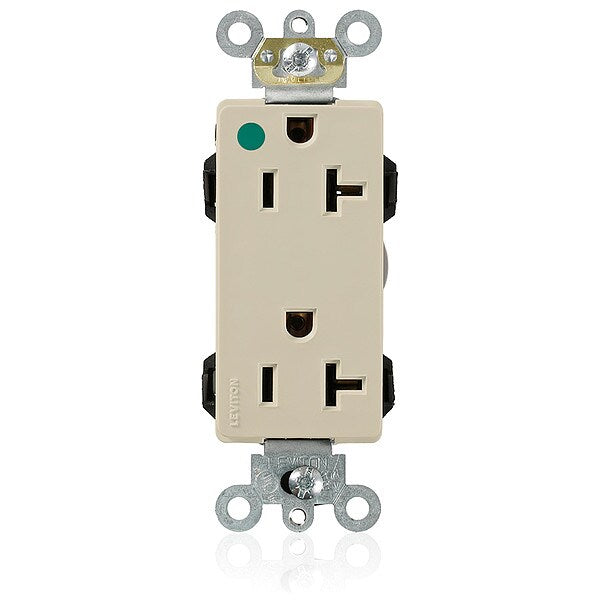 Receptacle, 20 A Amps, 125VAC, Decorator Duplex Outlet, 5-20R, Ivory