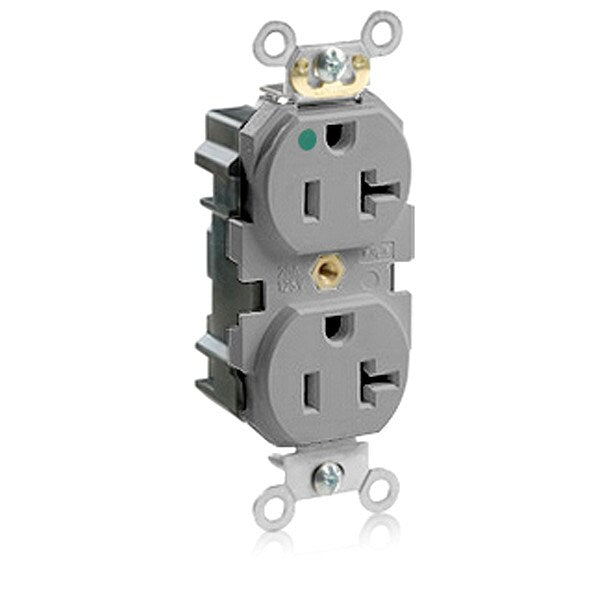 Receptacle, 20 A Amps, 125VAC, Duplex Outlet, 5-20R, Gray