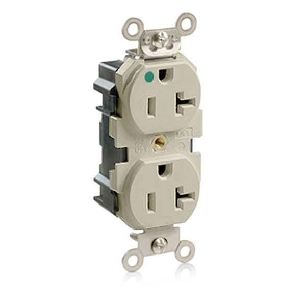 Receptacle, 20 A Amps, 125VAC, Duplex Outlet, 5-20R, Ivory