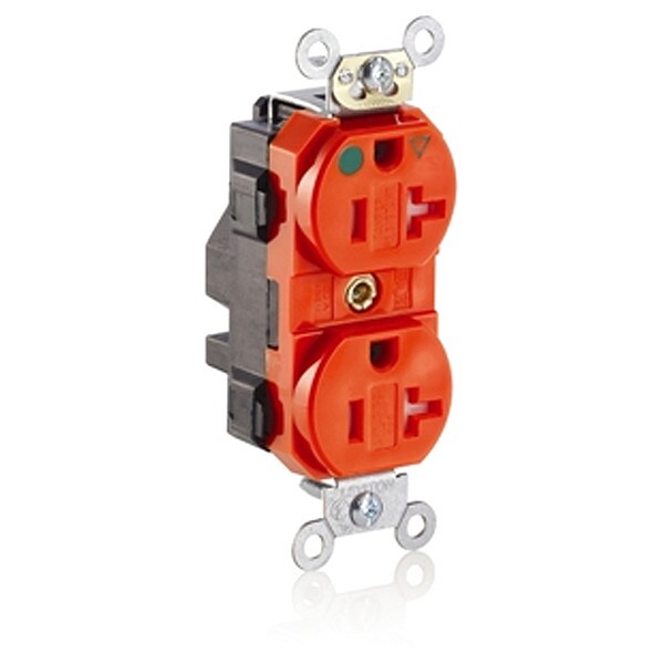 Receptacle, 20 A Amps, 125VAC, Duplex Outlet, 5-20R, Orange