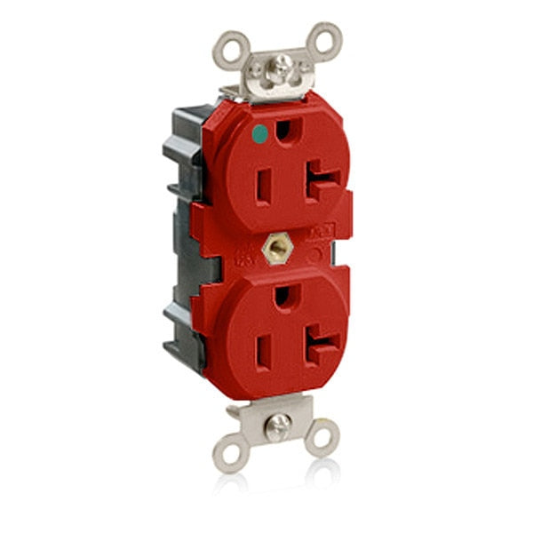 Receptacle, 20 A Amps, 125VAC, Duplex Outlet, 5-20R, Red