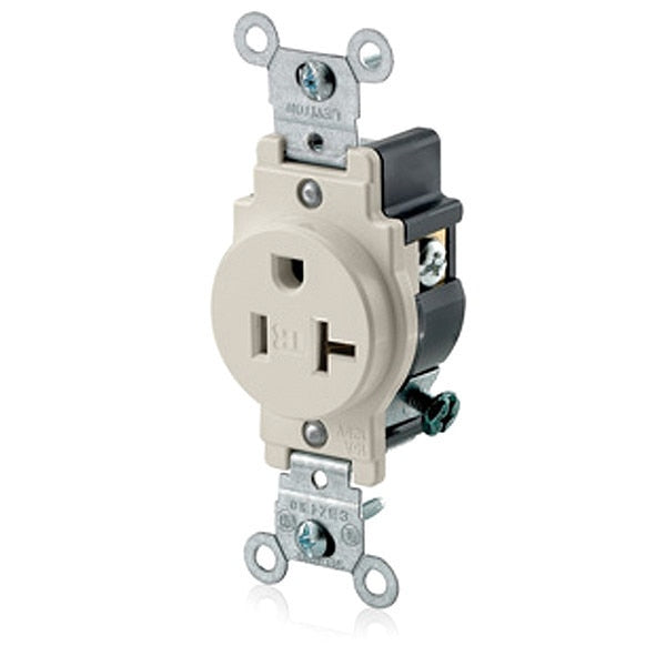 Receptacle, 20 A Amps, 125VAC, Single Outlet, 5-20R, Light Almond