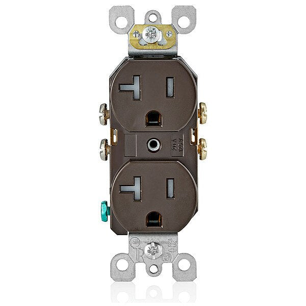 Receptacle, 20 A Amps, 125VAC, Duplex Outlet, 5-20R, Brown