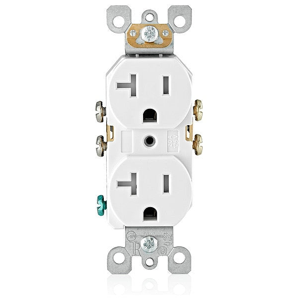 Receptacle, 20 A Amps, 125VAC, Duplex Outlet, 5-20R, White