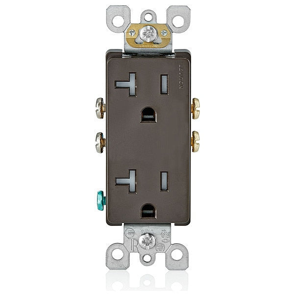 Receptacle, 20 A Amps, 125VAC, Decorator Duplex Outlet, 5-20R, Brown