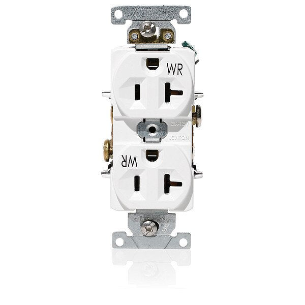 Receptacle, 20 A Amps, 125VAC, Duplex Outlet, 5-20R, White