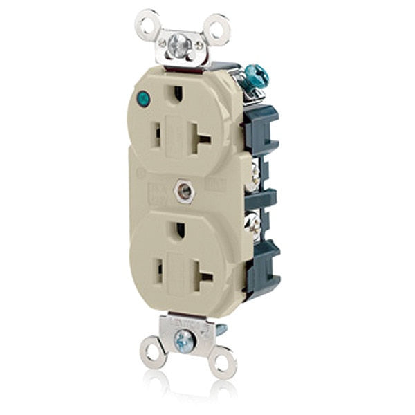 Receptacle, 20 A Amps, 125VAC, Duplex Outlet, 5-20R, Ivory