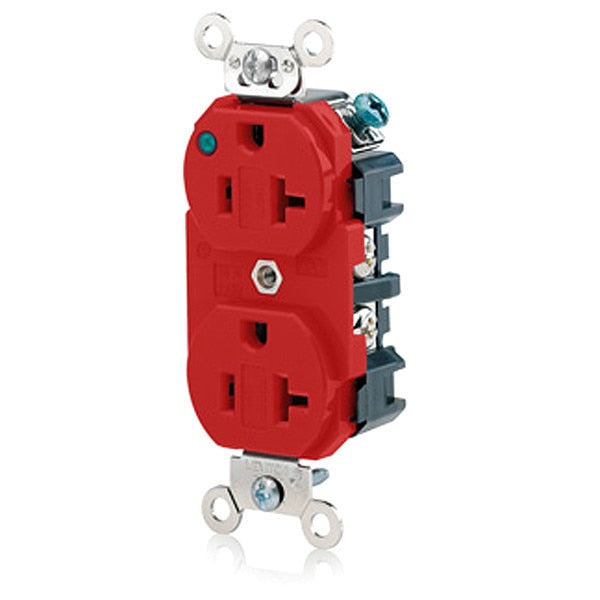 Receptacle, 20 A Amps, 125VAC, Duplex Outlet, 5-20R, Red
