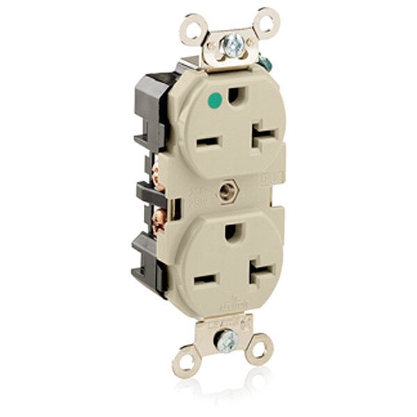 Receptacle, 20 A Amps, 250VAC, Duplex Outlet, 6-20R, Ivory