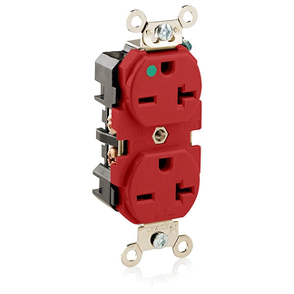Receptacle, 20 A Amps, 250VAC, Duplex Outlet, 6-20R, Red