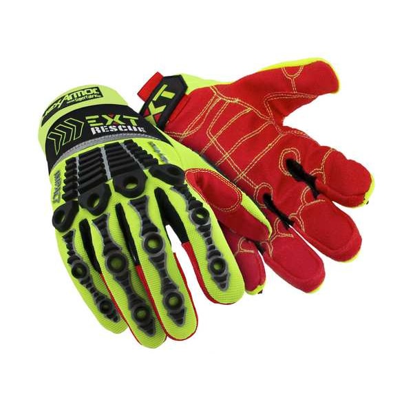 Safety Gloves, Black/Hi-Vis Grn/Red, XS, PR