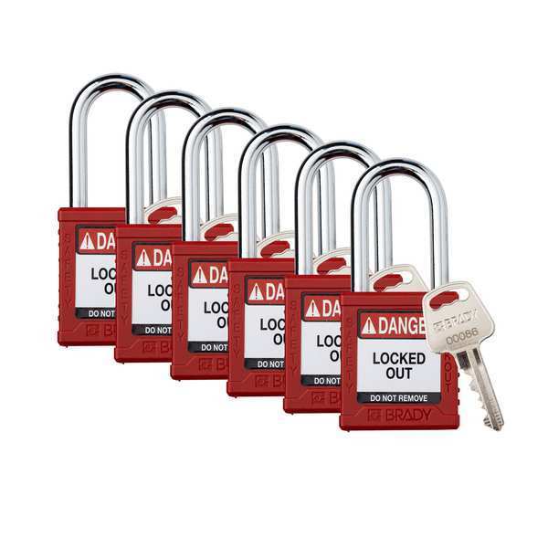 Padlock, 6 Pins, Red, PK6