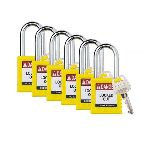 Padlock, 6 Pins, Yellow, PK6