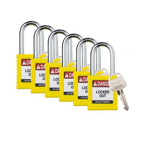 Padlock, 6 Pins, Yellow, PK6