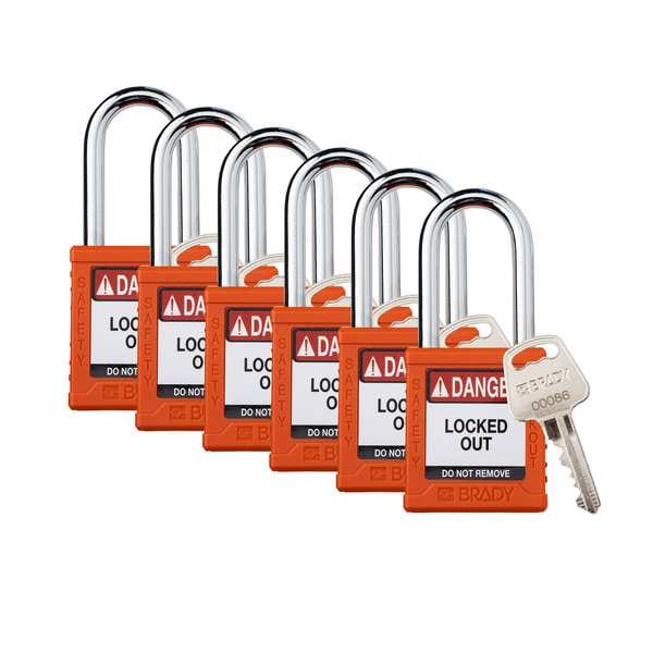 Padlock, 6 Pins, Orange, PK6