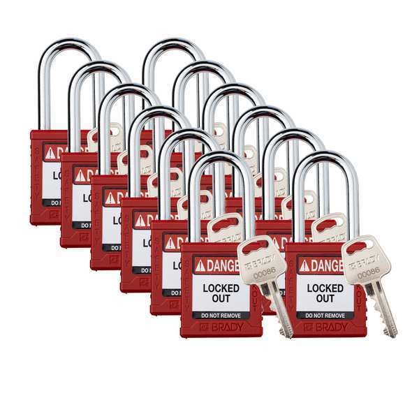 Padlock, 6 Pins, Red, PK12