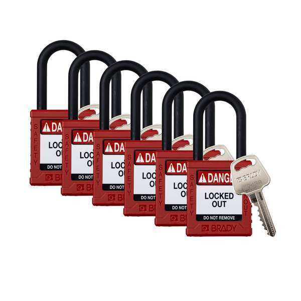 Padlock, 6 Pins, Red, PK6