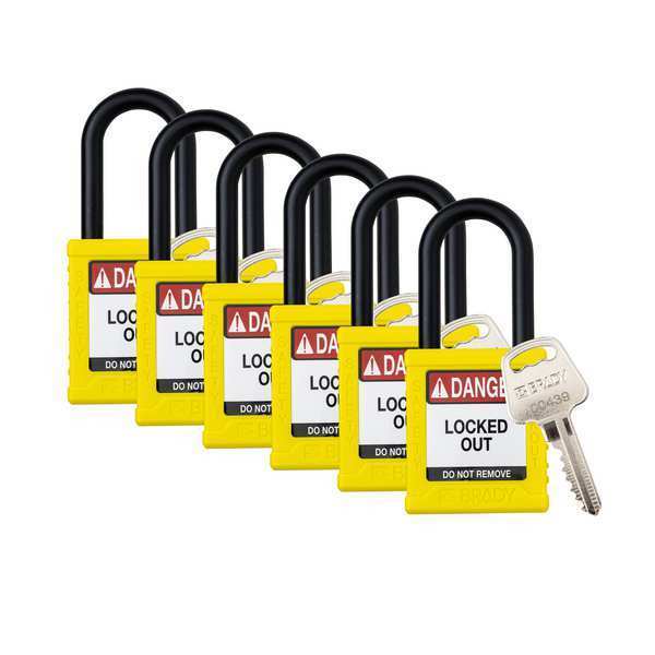 Padlock, 6 Pins, Yellow, PK6