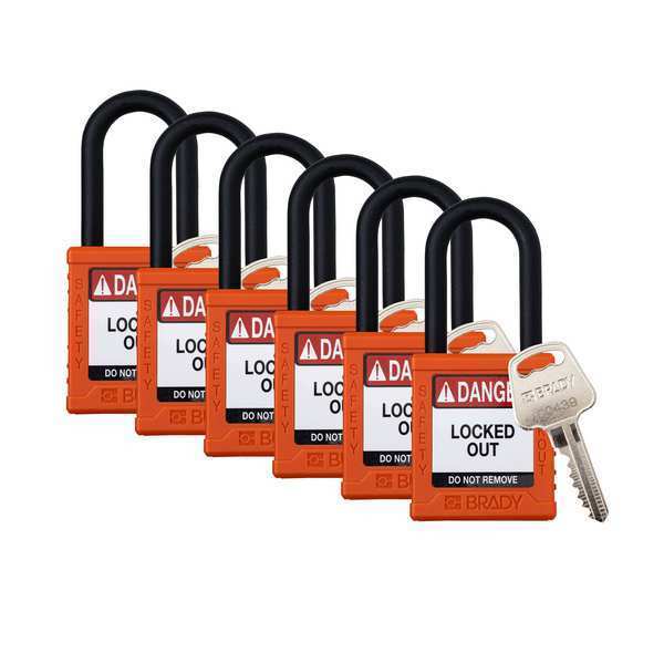 Padlock, 6 Pins, Orange, PK6
