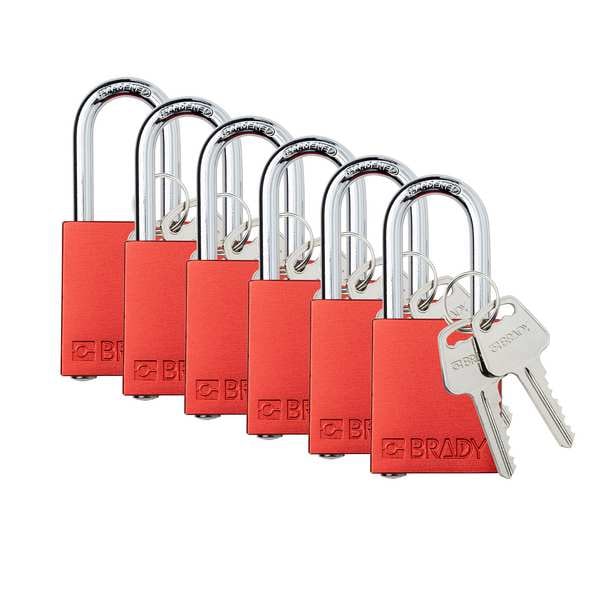 Padlock, 6 Pins, Red, PK6