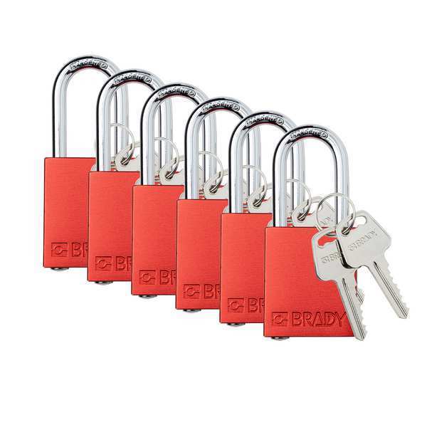 Padlock, 6 Pins, Red, PK6