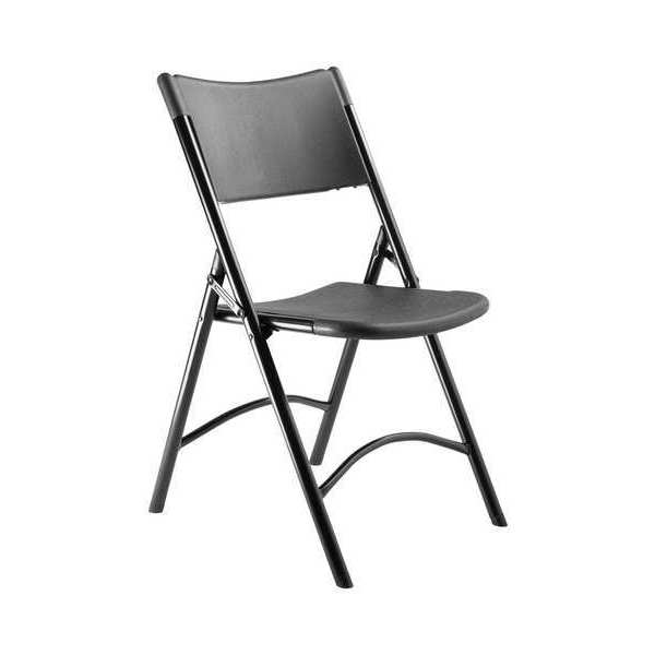 Folding Chair, 300 lb, Plastic, Black, PK4