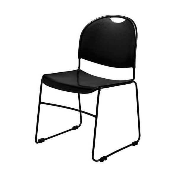 Stack Chair, 300 lb, Polypropylene, Black