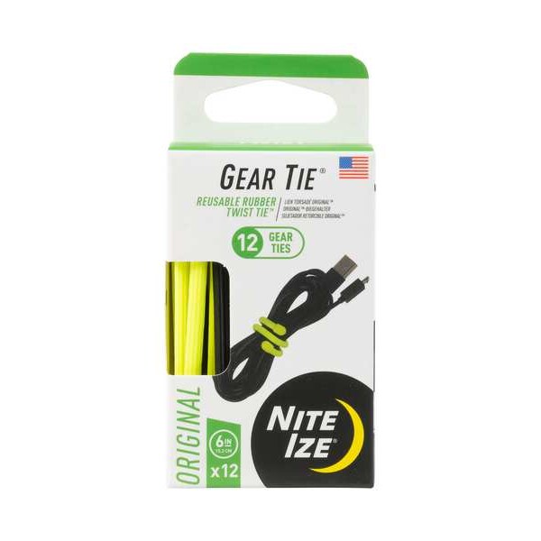 Gear Tie, Rubber, 6 in, PK12
