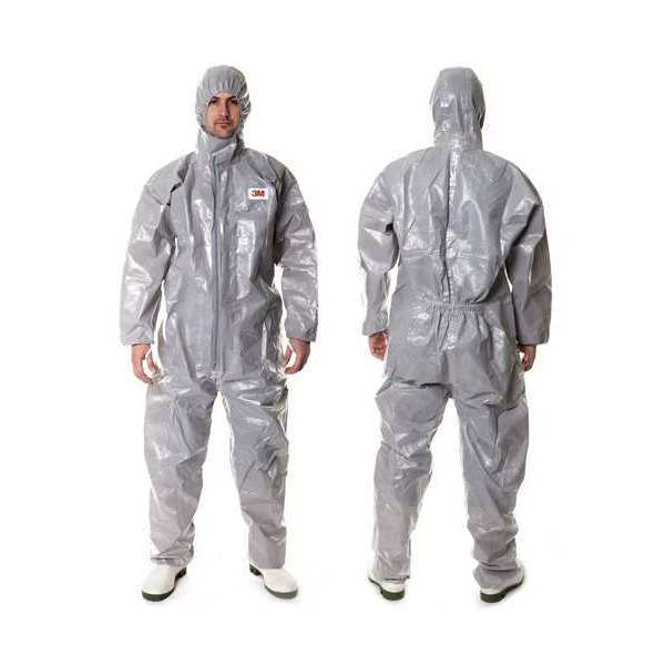 Protective Coverall, Gray, Polypropylene/Polyethylene, Zipper