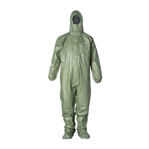 Hooded Coverall, 4 PK, Green, Tychem(R) 2000 SFR, Adhesive