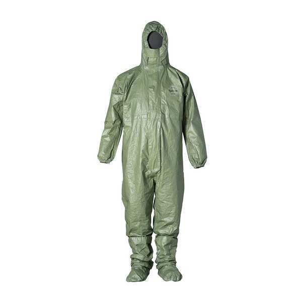 Hooded Coverall, 4 PK, Green, Tychem(R) 2000 SFR, Adhesive
