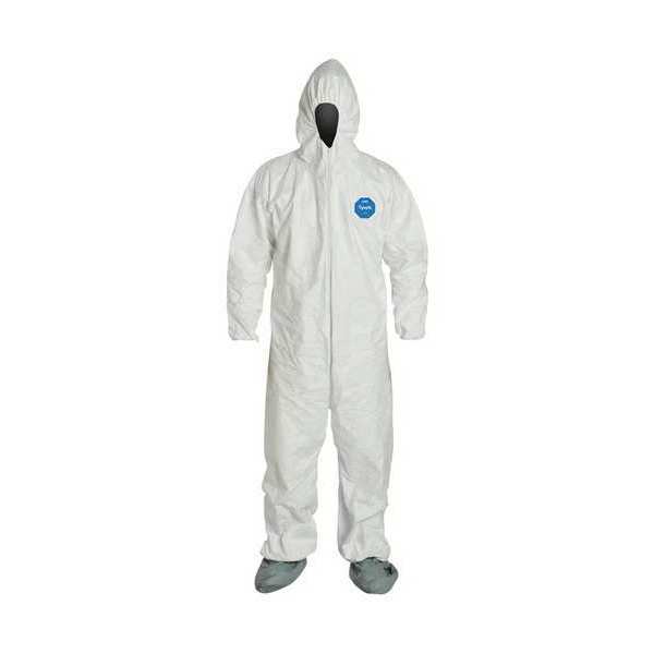 Hooded Coverall, 6 PK, White, Tyvek(R) 400
